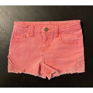Cherokee Shorts Girls Small Pink Mini with Lace Side S and Faux Pockets